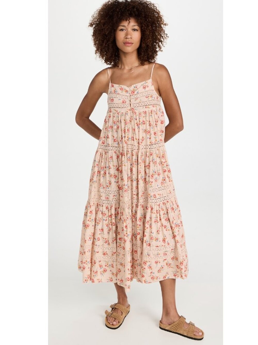 THE GREAT The Serenade Pink Floral Maxi Dress Women’s 0 XS Boho Cotton